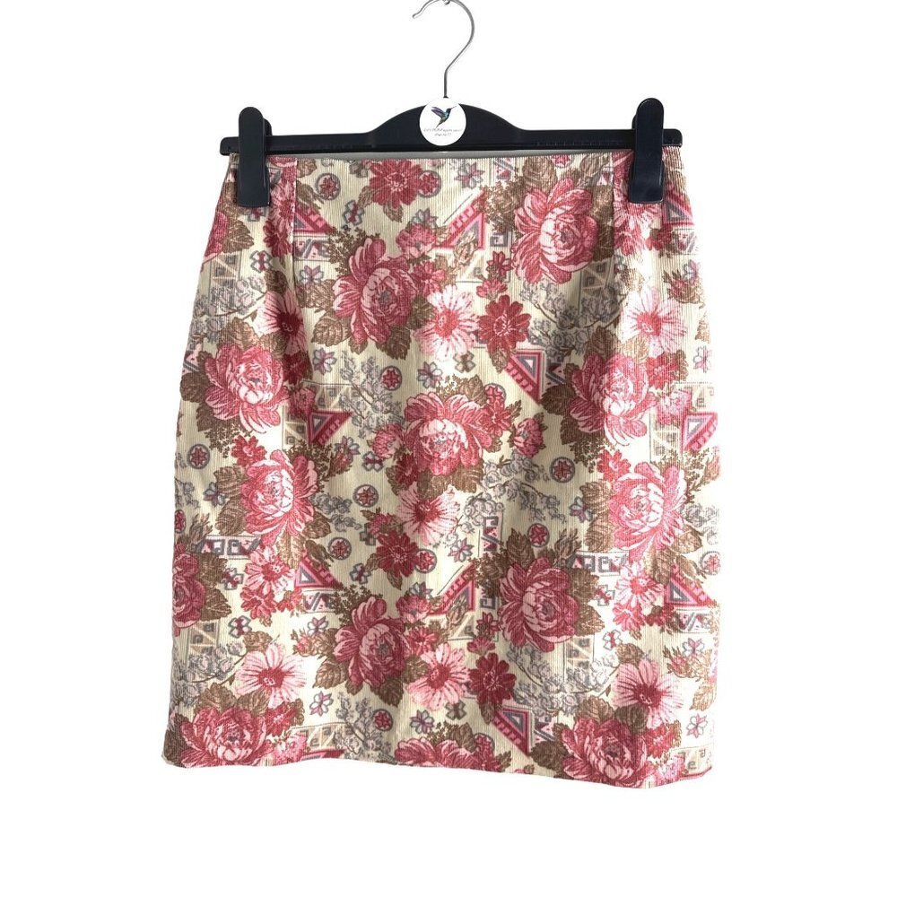Laura Ashley Floral Pencil Skirt - Red and Cream